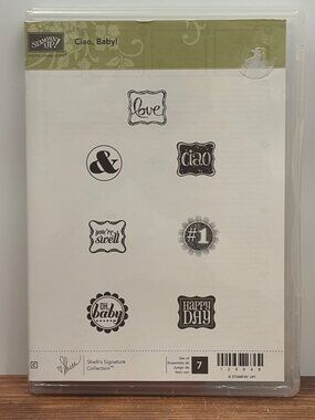 STAMPIN' UP! 129648 CIAO BABY CLEAR MOUNTED RUBBER STAMP SET LOVE SWELL OH BABY